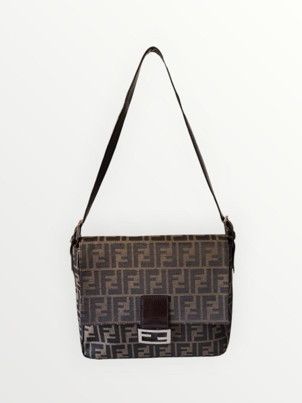 Fendi Zucca Mamma Baguette Brown/Tan FF Shoulder Bag